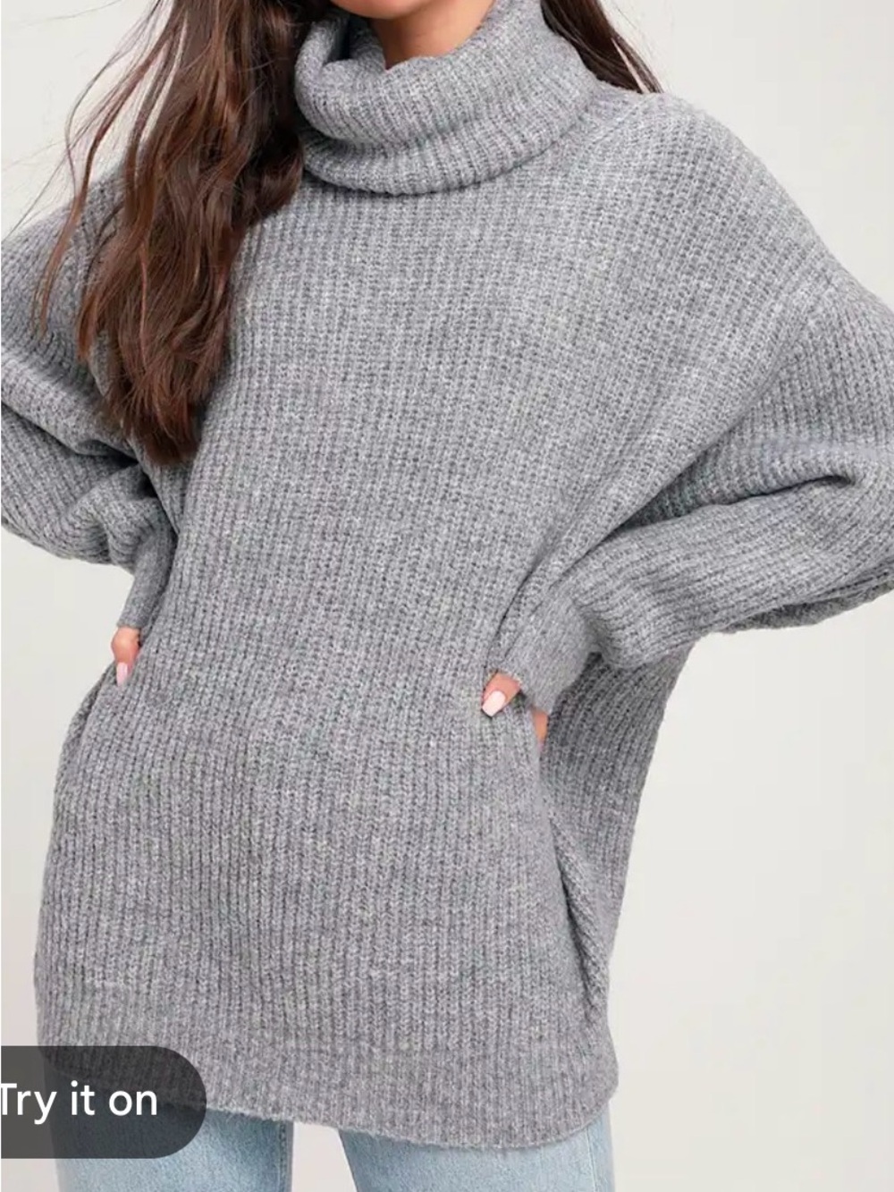 Tularosa Heather Grey Ribbed Turtleneck Sweater